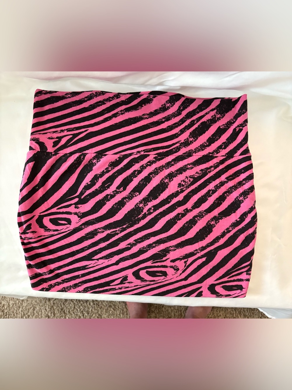 POOF Pink Zebra Print Mini Skirt Y2K Stretch Bodycon Clubwear Medium - Picture 4 of 7